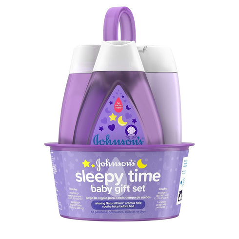 Johnson's Sleepy Time Bedtime Baby Gift Set with Relaxing NaturalCalm Aromas, Bedtime Baby Bath Shampoo, Wash & Lotion Essentials, Hypoallergenic ...