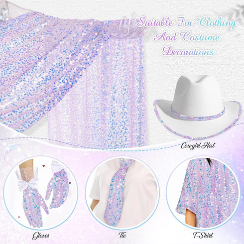 Sequin Fabric by The Yard: 6 Feet 2 Yard - Iridescent Glitter Mesh Embroidery Sparkly Fabric for Sewing Custom Clothe Dress Mermaid Table Decor We...