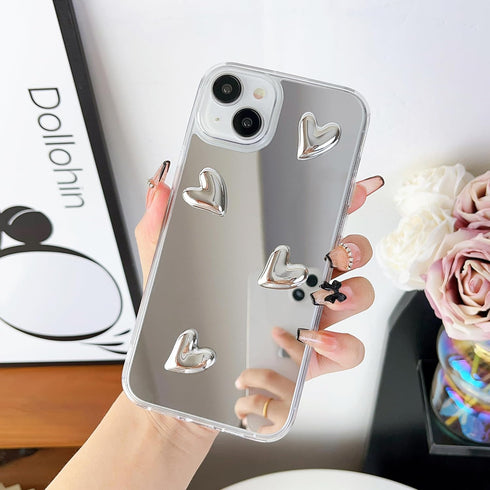 Jmltech for Phone 15 Case Heart Silicone Luxury Girly Women Clear Hybrid Pattern Glitter Bling Slim Thin Cute Protective Shockproof Phone Cases fo...