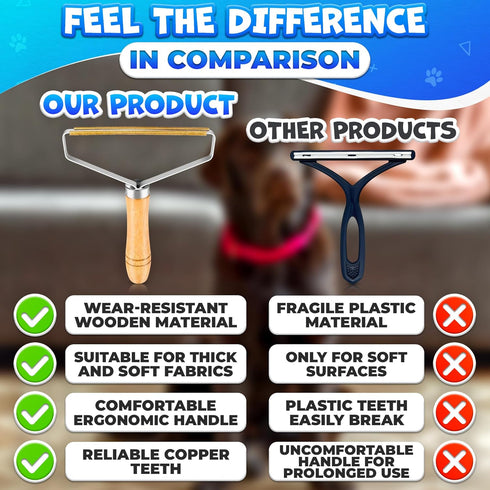 2 Pack Reusable Metal Lint Remover Tool – Durable Pet Hair Remover Tool with Wooden Handle | Portable Fabric Shaver Fuzz Cleaner for Clothes, Carp...