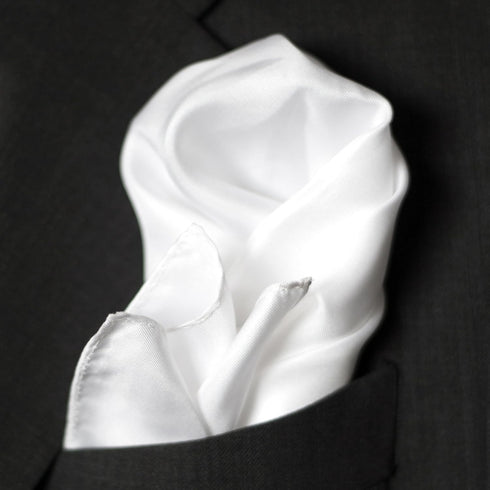 Fine White 100% Silk Pocket Square for Men Full-Sized 17"x17"...