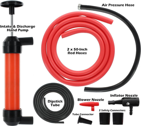 Multi-Purpose Siphon Transfer Pump Kit, with Dipstick Tube | Fluid Fuel Extractor Suction Tool for Oil, Gasoline, Water, Liquids & Air...