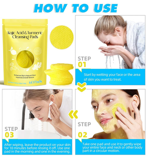 Turmeric Cleansing Pads For Dark Spots, Turmeric Kojic Acid Pads?Turmeric Kojic Acid Pads Helps Balance Skin Oil And Water, Remove Excess Keratin ...