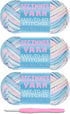 3x50g Beginners Pink Blue Purple Mixed Yarn, 260 Yards Yarn for Crocheting Knitting, Easy-to-See Stitches, Worsted Medium #4, Chunky Thick Cotton ...