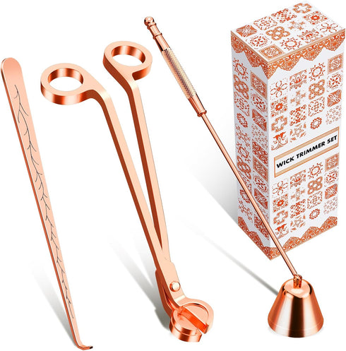 Calary 3 in 1 Candle Care Kit - Wick Trimmer, Snuffer & Dipper Set (Rose Gold)...