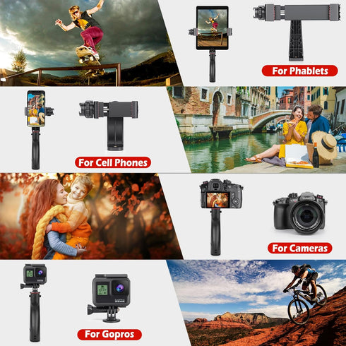 Zeadio Smartphone Stabilizer, Vlogging Hand Grip Video Holder Rig Handle Travel Selfie Stick with Clamp Mount for All iPhone and Android Mobile Ce...