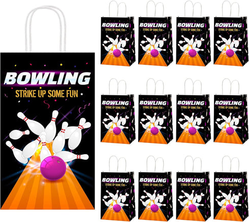 chiazllta 12 Pieces Bowling Party Gift Treat Bag Bowling Ball Candy Goodie Favor Bags with Handle for Bowling Theme Birthday Party Baby Shower Fav...