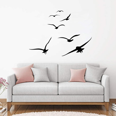 Flying Birds Wall Decals, Vinyl Stickers for Dorm, Nursery, Office, Kids Room, Bedroom, Living Room - Modern Home Decor Y20 (Black)...