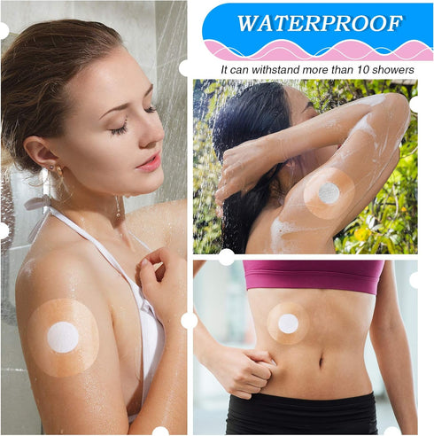 60 Packs Shower Waterproof Patch Freestyle Transparent Adhesive Patches Waterproof Sensor Covers Precut Clear Protection Stickers Clear CGM Overpa...