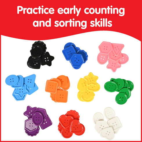 Edx Education Large Buttons - Mini Jar Set of 60 - Lacing Activity - Sensory and Fine Motor Skill Development - Math Manipulative for Kids...