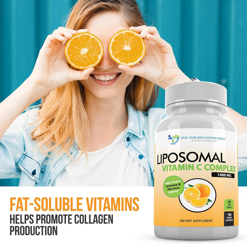 Liposomal Vitamin C 1400mg Per Serving - 180 Veggie Capsules High Absorption Ascorbic Acid, Lypo-Spheric Vitamin C Complex Immune Support Suppleme...