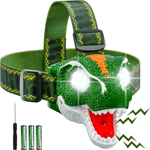 SEVENKA LED Headlamp for Kids, Outdoor Toy Head Lamp Flashlight for Boys Girls Toddler, 3.4oz Lightweight Headlight Camping Gear, Roar/Mute, Birth...