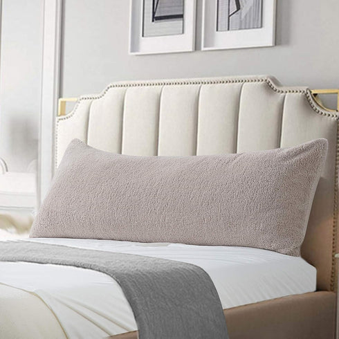 Reafort Ultra Soft Sherpa Body Pillow Cover/Case with Zipper Closure 21"x54" (21"x54" Body Pillow Cover, Taupe)...