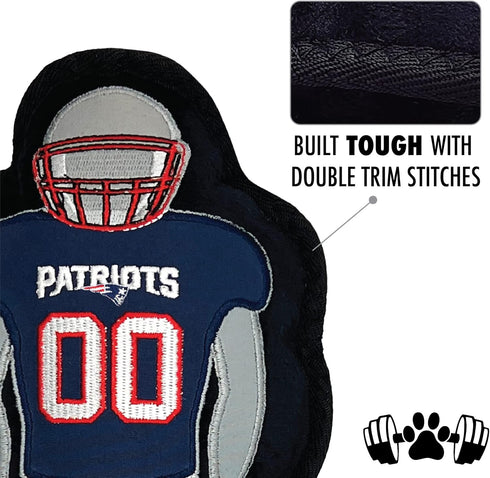 The 1st Ever Tough but Smooth Dog Toy NFL New England Patriots Football Athletes Player Tough Pet Toy. A Premium Quality Doggie Toy with Built-in ...
