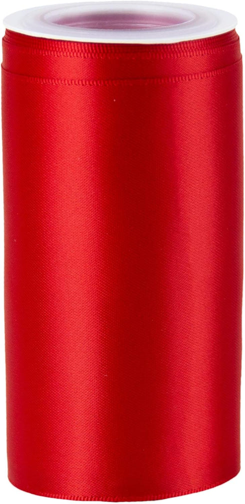 VATIN Double Face Red Satin Ribbon 4" Continuous 5 Yards,Red Polyester Fabric Ribbon use for Bows Bouquet, Gift Wrapping, Floral Arrangement Weddi...