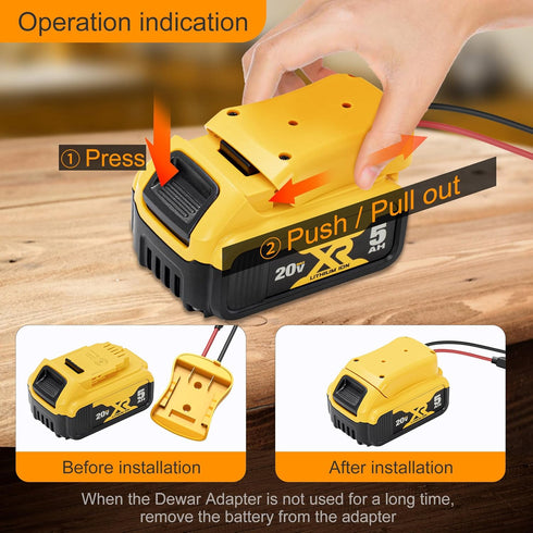 Battery Adapter for Dewalt 20V Power Wheel Battery Adapter 12 AWG Wire Battery Converters with Fuses and Connectors...