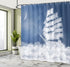 Ambesonne Nautical Shower Curtain, Yacht in The Ocean Madend Shaped with Fluffy Cloudstmospheric Imaginary Sky, Cloth Fabric Bathroom Decor Set wi...