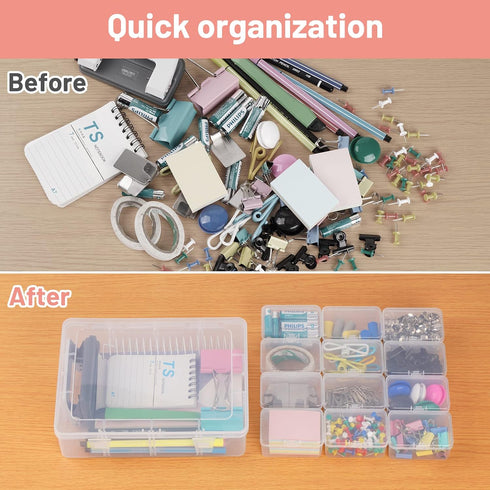 Small Plastic Storage Box, 13 Pieces Plastic Storage Cases Bead Organizers Boxes with Lid Mini Rectangles Boxes Craft Supply Case Bead Containers ...