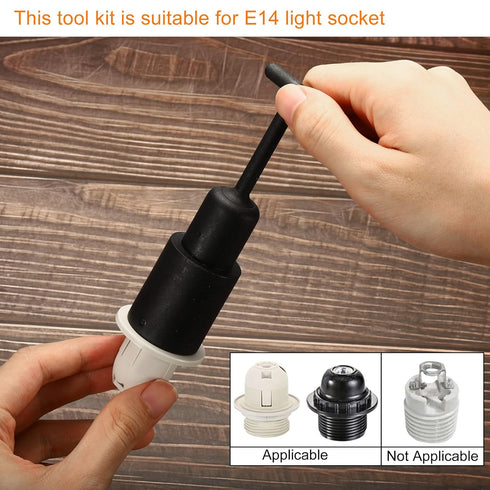 MECCANIXITY E14 Socket Ring Removal Tool T Type with Lamp Shade Socket Rings for Medium Base, Light Replacing Accessories, White Pack of 5...