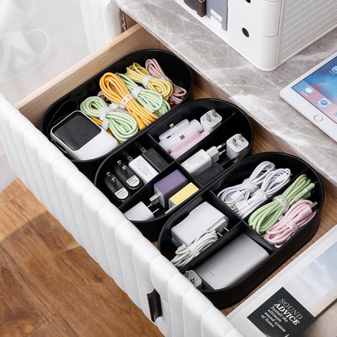 Yesesion Large Cord Organizer with Lid, Plastic Cable Management Box with 20pcs Wire Ties for Desk Drawer, Home Office Supplies, Electronics, Clip...