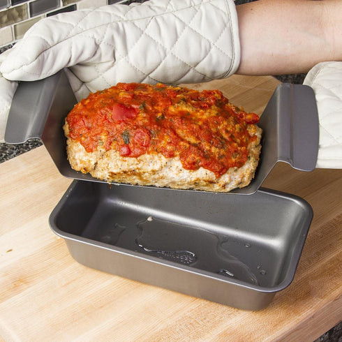 Ecolution Bakeins Healthy Meat Loaf Pan Set – Loaf Pan and Perforated Tray – PFOA, BPA, and PTFE Free Non-Stick Coating – Heavy Duty Carbon Steel ...
