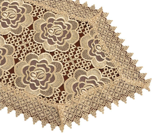 Simhomsen Beige Lace Table Runner Dresser Scarf Embroidered Rose Flower 16 × 72 Inch Long...