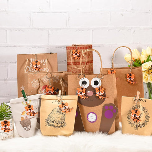 40 Pack Cute Smile Tiger Keychains for Wild Animal Party Favors, Safari Animal Party Favors, Baby Shower Return Gifts...