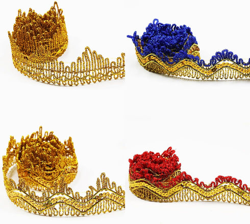 Long 14 Yard Wide 35mm/1.37inch Blue Gold with Gold Sequins lace Trim Decorated Gimp Trim Craft Ribbon for DIY Craft Sewing Fabric, Crafts and Sew...