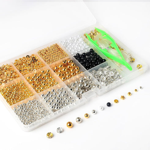 YHMQDU 1300Pcs Gold Beads for Bracelets Making,Pearl Beads for Jewelry Making Kit,Bead for Craft DIY Decoration Friendship Bracelets Kit with Elas...