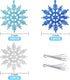 Whaline 45Pcs Winter Snowflake Hanging Ornament mas Glitter Blue Silver Pendant with String for Christmas Tree Winter Wonderland Holiday Party Dec...