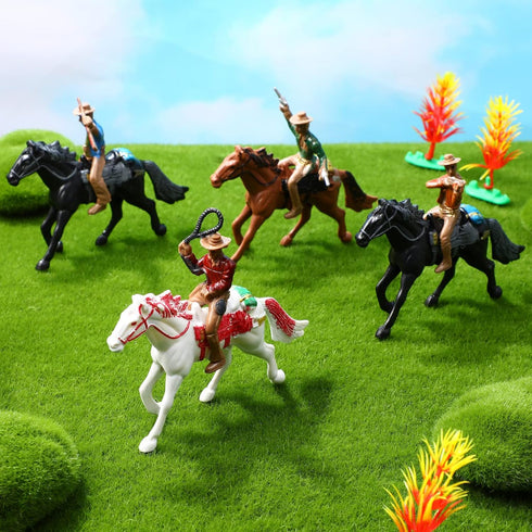 Toddmomy Riding Horse Figurine 4Pcs Action Figure Western Figurines Toys Horse Toys Plastic Horse with Rider for Kids Toddlers Farm Animal Collect...