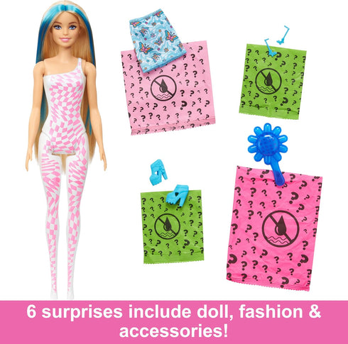 Barbie Color Reveal Doll & Accessories with 6 Unboxing Surprises, Rainbow-Inspired Series with Color-Change Bodice, 1960s Theme...