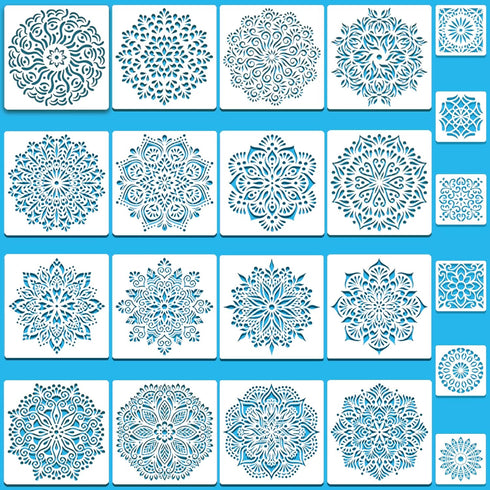 22Pack Mandala Painting Craft Stencils – Mandala Templates 6 x 6 in and 3.5 x 3.5 in Reusable Painted Painting Stencils? Stencils for Painting On ...