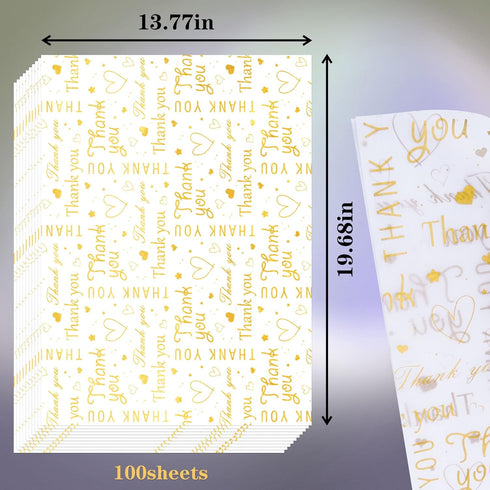 100 Sheets Thank You Tissue Paper Bulk,Thank You Tissue Paper for Small Business,Packaging Tissue Paper for Gift Bags,Thank You Packaging Tissue P...