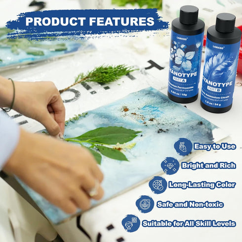 Cyanotype Sensitizer Kit, 16oz Cyanotype Kit - 2 Part Sensitizer, Cyanotype Dye - Cyanotype Kit Solar Print Set, Cyanotype Sun Printing Kit for Ph...