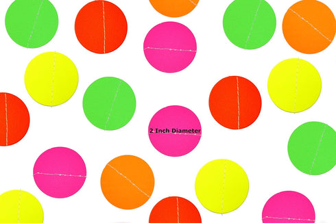 Midnight Glo Neon Paper Garland Circle Dots Hanging Decorations for Birthday Party Wedding Decorations Black Light Reactive UV Glow Party 78ft(6 P...