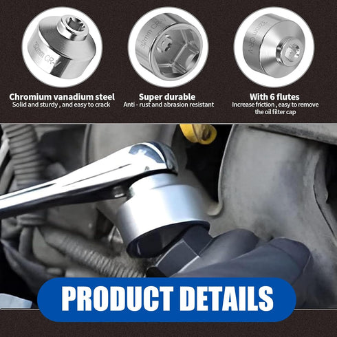 Pack-1 Car Filter Wrench, Oil Pan Removal Tool, 1.25 Inches Socket Wrench, Automotive Repair Part Kit, Compatible with Ecotec, TDI, VW, GM, Audi, ...