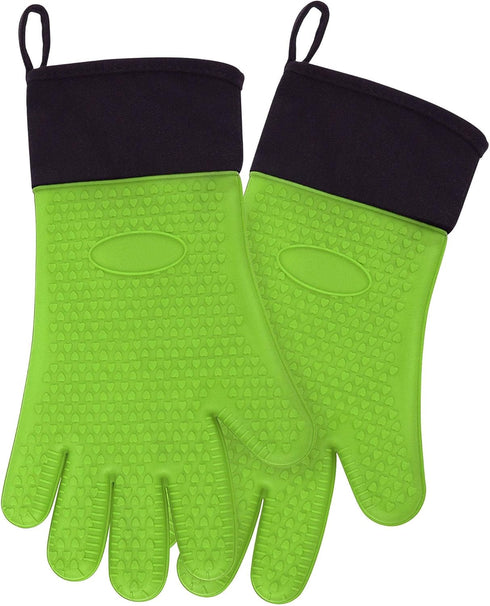 uxcell Silicone Oven Mitts, Heat Resistant Gloves Dutch Pot Holders, Kitchen Hand Protection, Non-Slip Grip Double Oven Gloves, with Hanging Loop,...