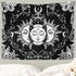 Ftuency Sun and Moon Tapestry, Black and White Tapestries Mystic Burning Sun with Star Wall Hanging decor for Bedroom (59" W x 51" L)...
