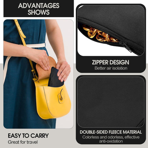Sanwuta 8 Pcs Zippered Silver Storage Bags Anti Tarnish Bags Silver Pouches Silver Keeper Jewelry Storage Protector Bags (Black, 5.9 x 5.9 Inch)...