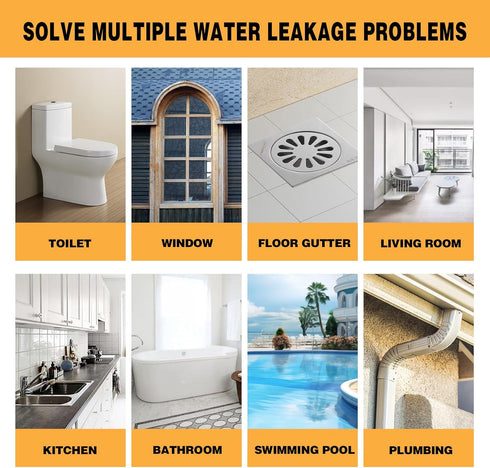 Invisible Waterproof Adhesive - 10.6oz Water-Based Transparent Waterproof Coating with Brush, Wall Bathroom Roof Liquid Waterproof Sealant Anti Le...