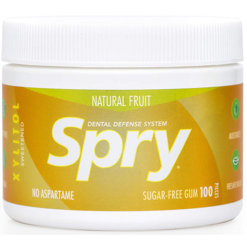 Spry Fresh Natural Xylitol Chewing Gum Dental Defense System - Aspartame-Free, Sugar-Free, Non-GMO, Gluten-Free (Fresh Fruit, 100 Count - Pack of ...
