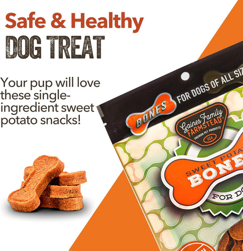 Gaines Family Farmstead Sweet Potato Dog Bones, All-Natural, Grain Free Dog Treats for All Ages & Breeds, Great for Training and Rewards, Made in ...