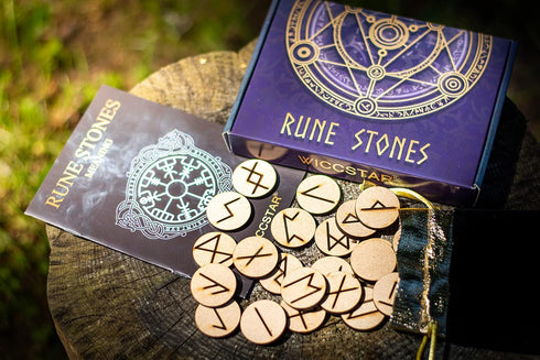 Rune Stones Set with Manual for Beginners and 5 layouts. Viking Nordic Runes...
