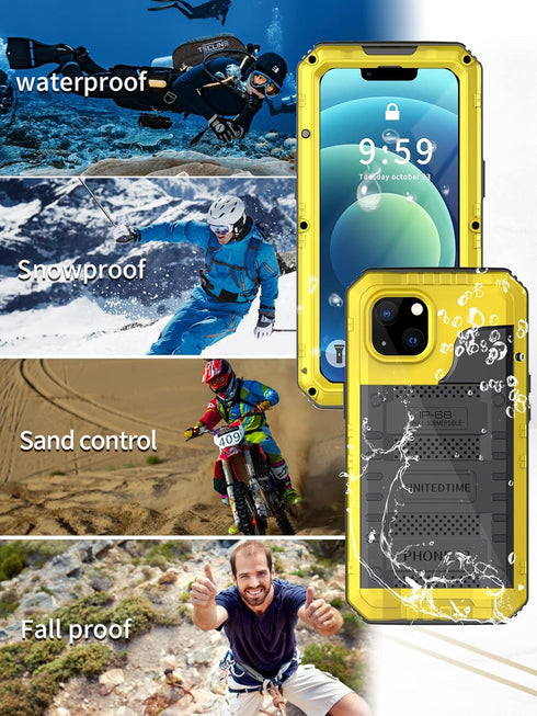 Unitedtime for iPhone 12 Case Waterproof with Built-in Screen Protector Full Body Rugged Hard Silicone, Military Grade Shockproof Dustproof Protec...