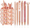 Ballpoint Pen Holder with 6 Glitter Bling Pen Rose Gold Diamond Pencil Holder Jeweled Gold Makeup Brush Holder Organizer for Women Girl Office Sch...