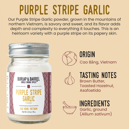 Burlap & Barrel Purple Stripe Garlic -As Seen on Shark Tank! Alternative to Fresh/Granulated Garlic- Savory Sweet Flavor to Tomato Sauces, Fried C...