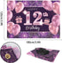 Happy 12th Birthday Banner Backdrop - 12 Birthday Party Decorations Supplies for Girl - Pink Purple Gold 4 x 6ft...