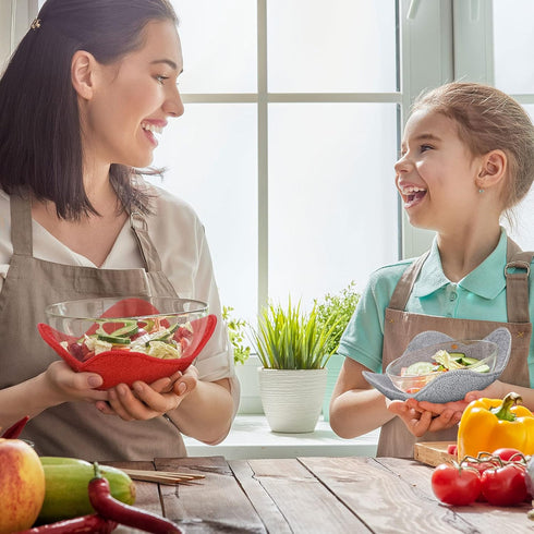 8 Pieces Bowl Holders Microwave Safe Bowl Pot Holder for Hot Soup, Food, Meals (Red, Grey)...