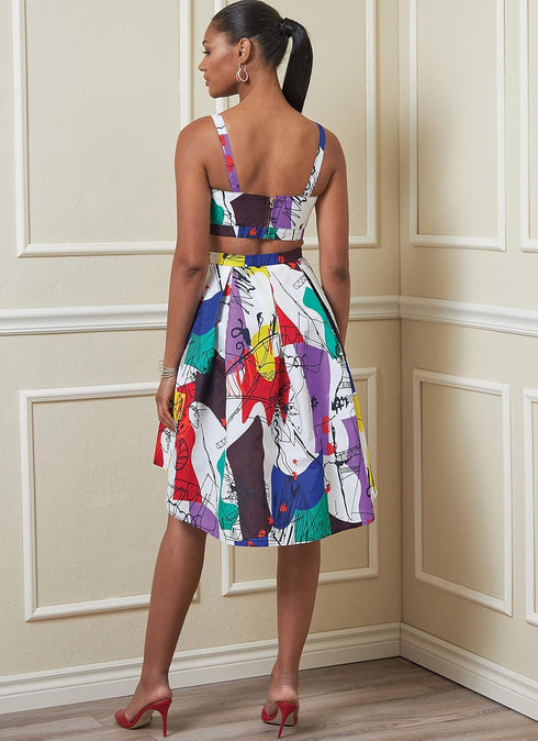 Vogue Misses' Lined Bra Top, Semi-Fitted Shorts, and Skirt Sewing Pattern Kit, Design Code V1893, Sizes 6-8-10-12-14...